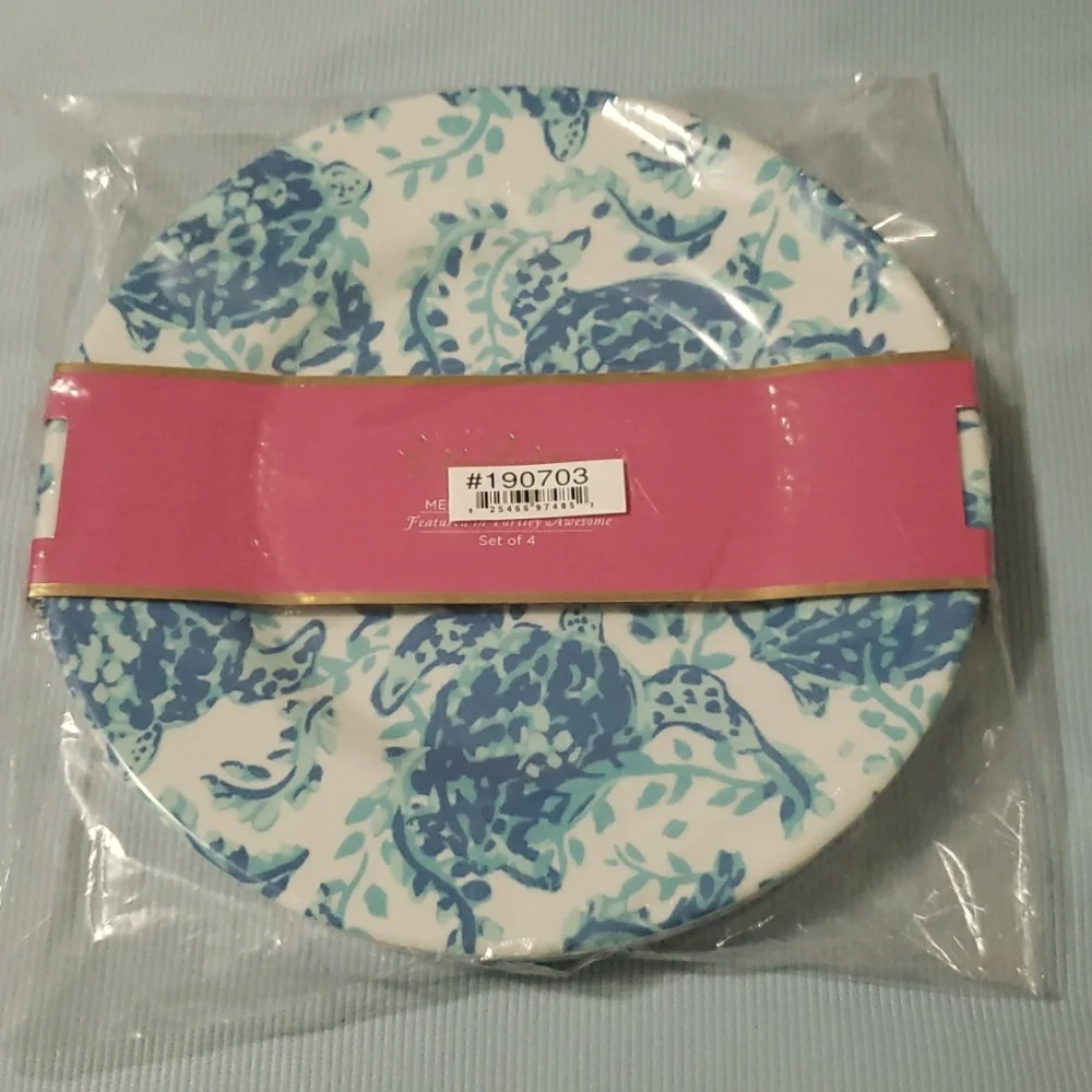Lilly Pulitzer Kaleidoscope Coral 4-Piece​​ Melamine Plate Set